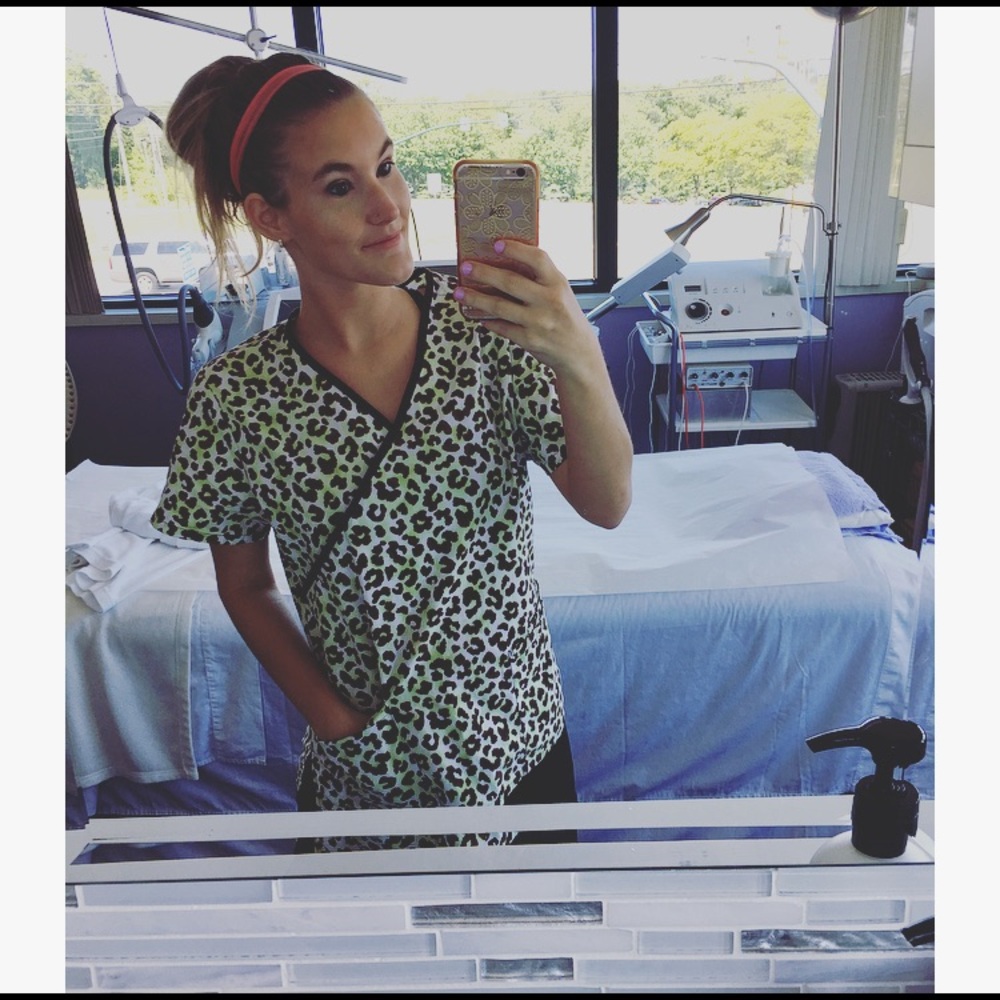 Cheetah print scrub top